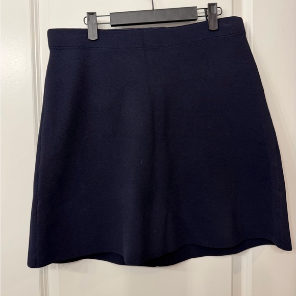 Sandro Navy A-Line Skirt with White Accents and Beaded Trim - Picture 2 of 6